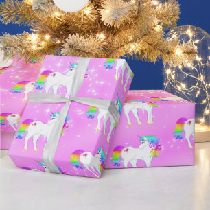 Unicorn Rainbow Lila Niedlich Geschenkpapier