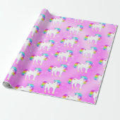 Unicorn Rainbow Lila Niedlich Geschenkpapier (Ungerollt)