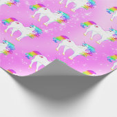 Unicorn Rainbow Lila Niedlich Geschenkpapier (Ecke)