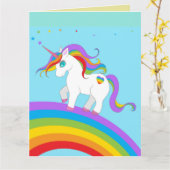 UNICORN RAINBOW MÄDCHEN GEBURTSTAGSKARTEN KARTE (Gelbe Blume)