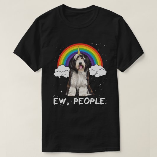 Unicorn Rainbow Magic Bartded Collie T-Shirt (Design vorne)