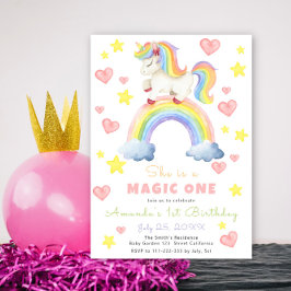 Unicorn Rainbow Magic Eins Geburtstag Einladung