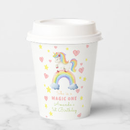 Unicorn Rainbow Magic Eins Geburtstag Pappbecher
