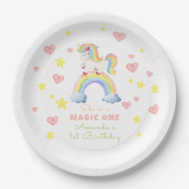 Unicorn Rainbow Magic Eins Geburtstag Pappteller