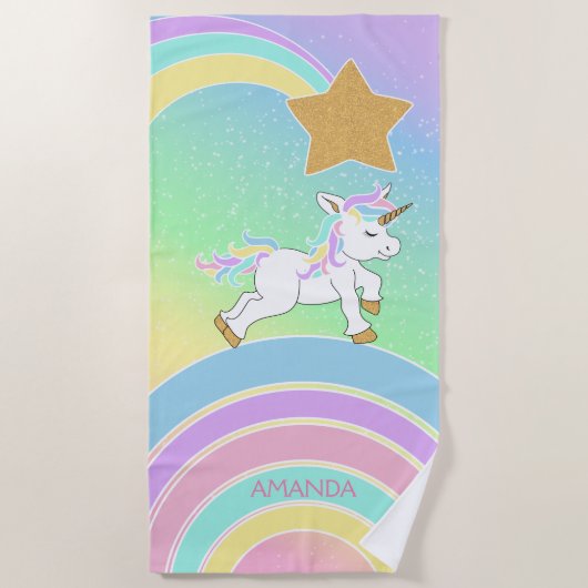 Unicorn 🦄 Rainbow Magic Strandtuch (Vorderseite)