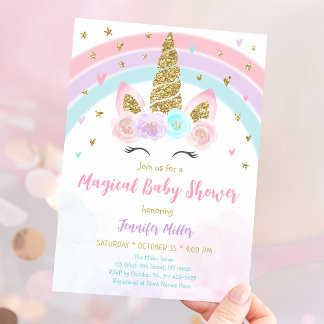 Unicorn Rainbow Magical Baby Shower Einladung