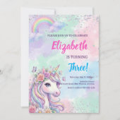 Unicorn Rainbow Magical Birthday Einladung (Vorderseite)