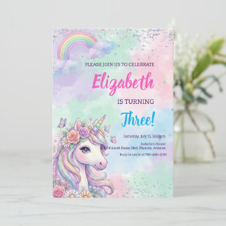 Unicorn Rainbow Magical Birthday Einladung