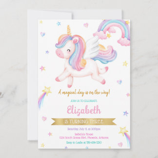 Unicorn Rainbow Magical Birthday Invitation Einladung