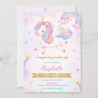 Unicorn Rainbow Magical Birthday Invitation Einladung