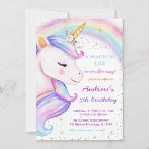 Unicorn Rainbow Magical Birthday Party Girl Einladung