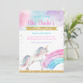 Unicorn Rainbow Magical Day Birthday Invitation Einladung (Stehend Vorderseite)