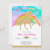 Unicorn Rainbow Magical Day Birthday Invitation Einladung (Vorderseite)