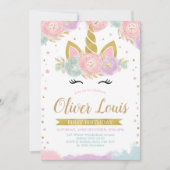 Unicorn Rainbow Magical Day Birthday Invitation Einladung (Vorderseite)