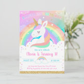 Unicorn Rainbow Magical Day Birthday Invitation Einladung (Stehend Vorderseite)