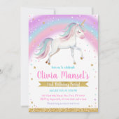 Unicorn Rainbow Magical Day Birthday Invitation Einladung (Vorderseite)
