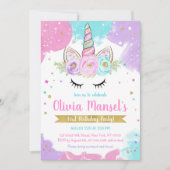 Unicorn Rainbow Magical Day Birthday Invitation Einladung (Vorderseite)