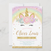 Unicorn Rainbow Magical Day Birthday Invitation Einladung (Vorderseite)