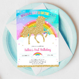 Unicorn Rainbow Magical Day Birthday Invitation Einladung