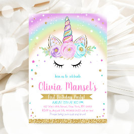 Unicorn Rainbow Magical Day Birthday Invitation Einladung
