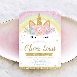 Unicorn Rainbow Magical Day Birthday Invitation Einladung