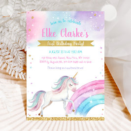Unicorn Rainbow Magical Day Birthday Invitation Einladung