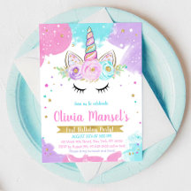 Unicorn Rainbow Magical Day Birthday Invitation