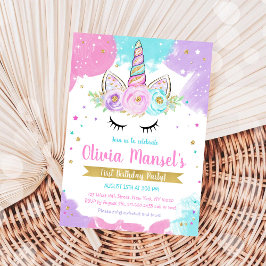 Unicorn Rainbow Magical Day Birthday Invitation Einladung