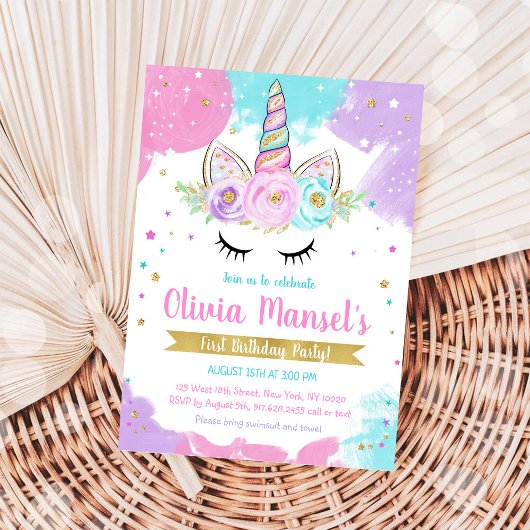 Unicorn Rainbow Magical Day Birthday Invitation Einladung