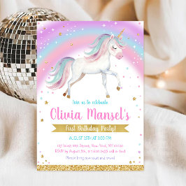 Unicorn Rainbow Magical Day Birthday Invitation Einladung