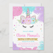 Unicorn Rainbow Magical Day Birthday Invitation Einladung (Vorderseite)