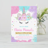 Unicorn Rainbow Magical Day Birthday Invitation Einladung (Stehend Vorderseite)