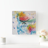 Unicorn Rainbow Magical Girls Childrens Room Clock Quadratische Wanduhr (Zuhause)