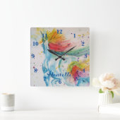 Unicorn Rainbow Magical Girls Childrens Room Clock Quadratische Wanduhr (Zuhause)