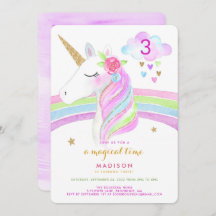 Unicorn Rainbow Magische Einladung zum Geburtstag