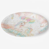 Unicorn Rainbow Magischer Geburtstag Pappteller (Schrägansicht)