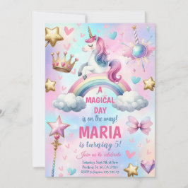Unicorn Rainbow Magischer Tag Geburtstagsparty Einladung