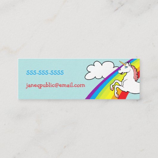 Unicorn Rainbow Mini Visitenkarte (Rückseite)