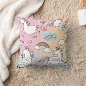 Unicorn Rainbow Monogram Niedlich Kissen (Decke)