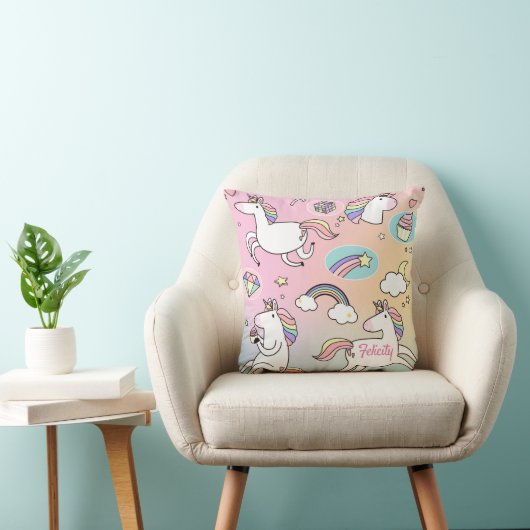 Unicorn Rainbow Monogram Niedlich Kissen (Stuhl )