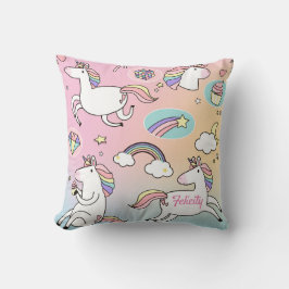 Unicorn Rainbow Monogram Niedlich Kissen