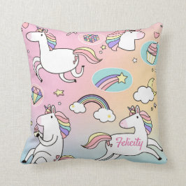 Unicorn Rainbow Monogram Niedlich Kissen