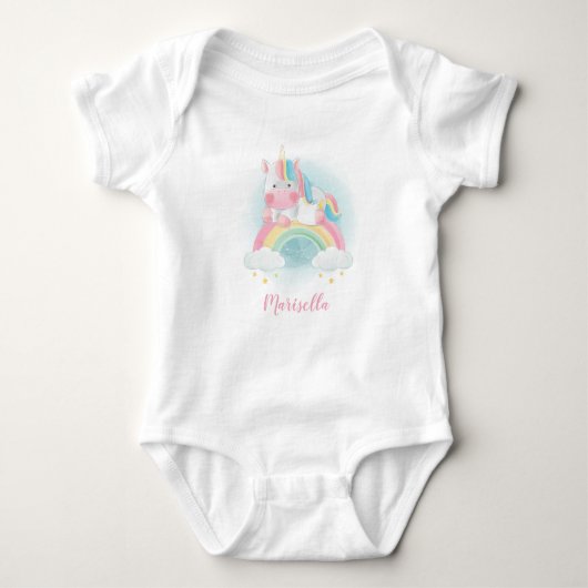 Unicorn Rainbow Name Personalisiert Baby Bodysuit Baby Strampler (Vorderseite)