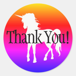 Unicorn Rainbow Ombre Vielen Dank Runder Aufkleber