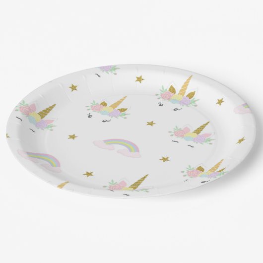 Unicorn Rainbow Paper-Teller Pappteller (Schrägansicht)