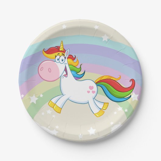 Unicorn Rainbow Pappteller (Vorderseite)