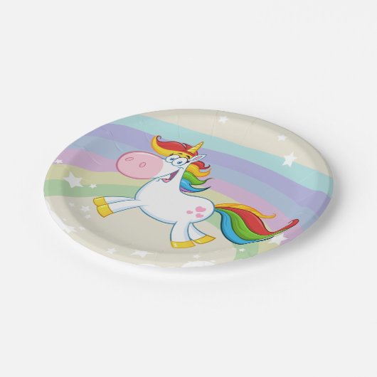 Unicorn Rainbow Pappteller (Schrägansicht)