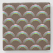 Unicorn Rainbow Pastel Dark Brown Magic Fantasy Steinuntersetzer (Vorderseite)