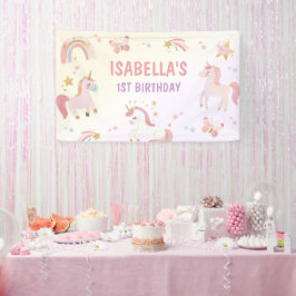 Unicorn Rainbow Pastel Erster Geburtstag Banner