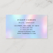 Unicorn Rainbow Pastel Holographic Logo Visitenkarte (Rückseite)